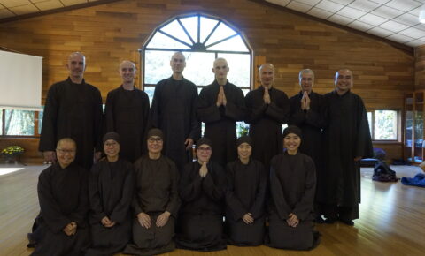 Novice Ordinees at Plum Village with their mentors